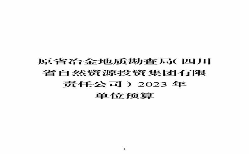 原省冶金地质勘查局（四川省自然资源投资集团有限责任公司）2023 年单位预算